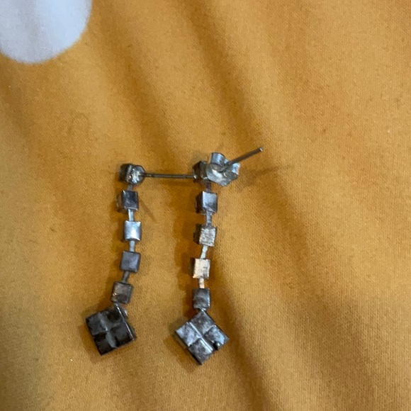 Dangle silver rhinestone drop earrings - Picture 3 of 3